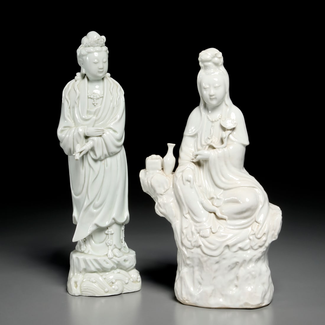(2) Chinese blanc de chine Guanyin figures (1 of 9)