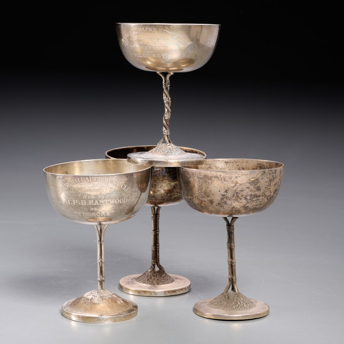(4) Chinese silver champagne coupe trophies (1 of 6)