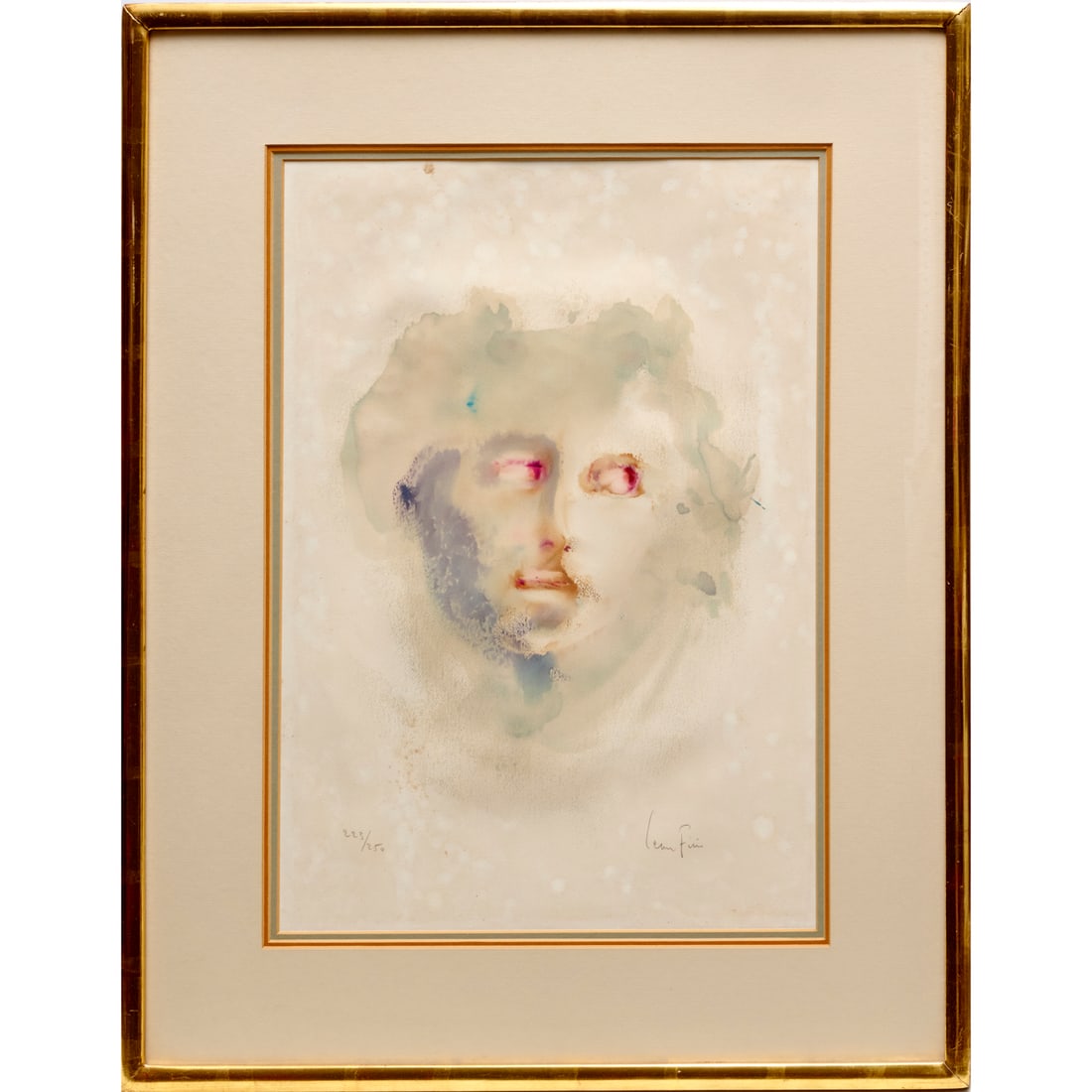 Leonor Fini, signed lithograph: Leonor Fini, signed lithograph, Leonor Fini (Argentine-Italian, 1907-1996), Untitled Portrait, pencil signed and numbered 223/250, matted and framed under glass, 22.5"h x 15.5"w (sight), 32"h x 25"w (