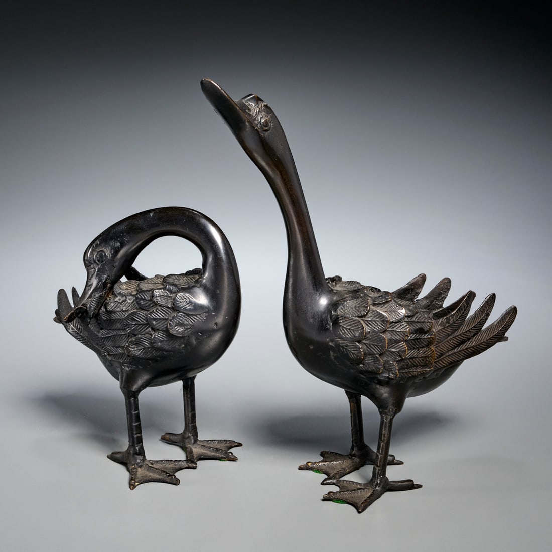 (2) Japanese patinated bronze ducks (1 of 5)