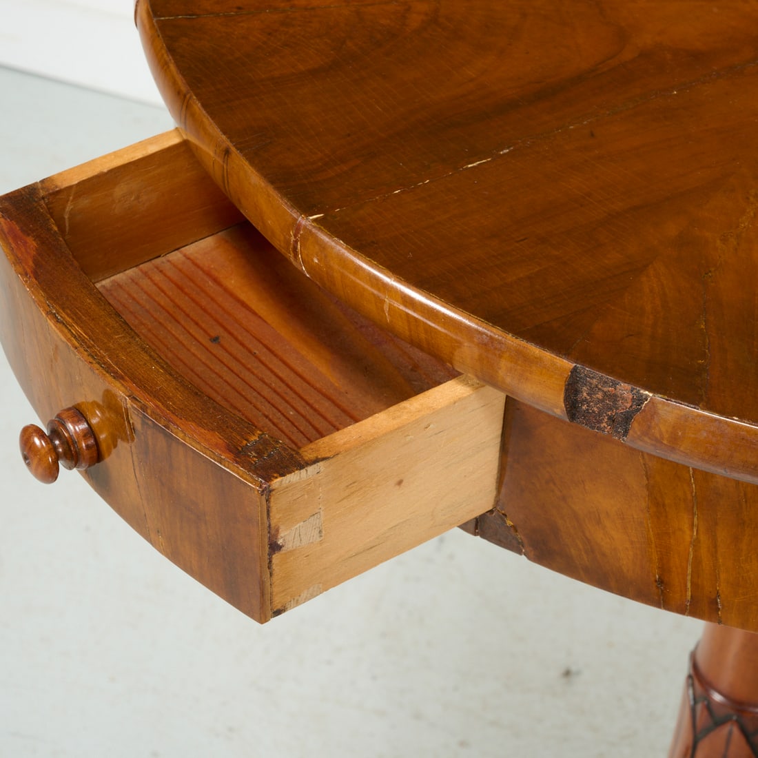 Continental Neoclassic walnut drum table - 2