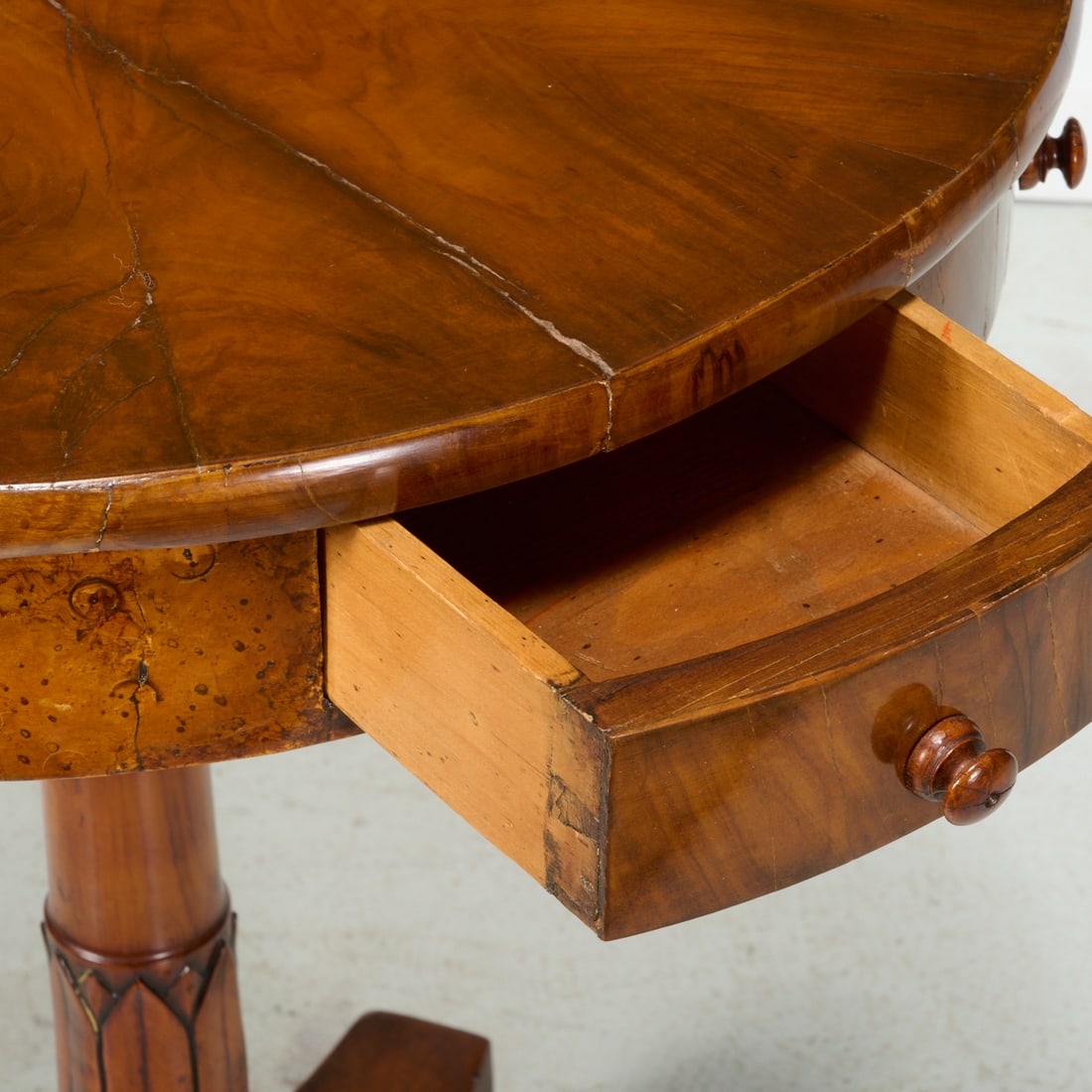 Continental Neoclassic walnut drum table - 3