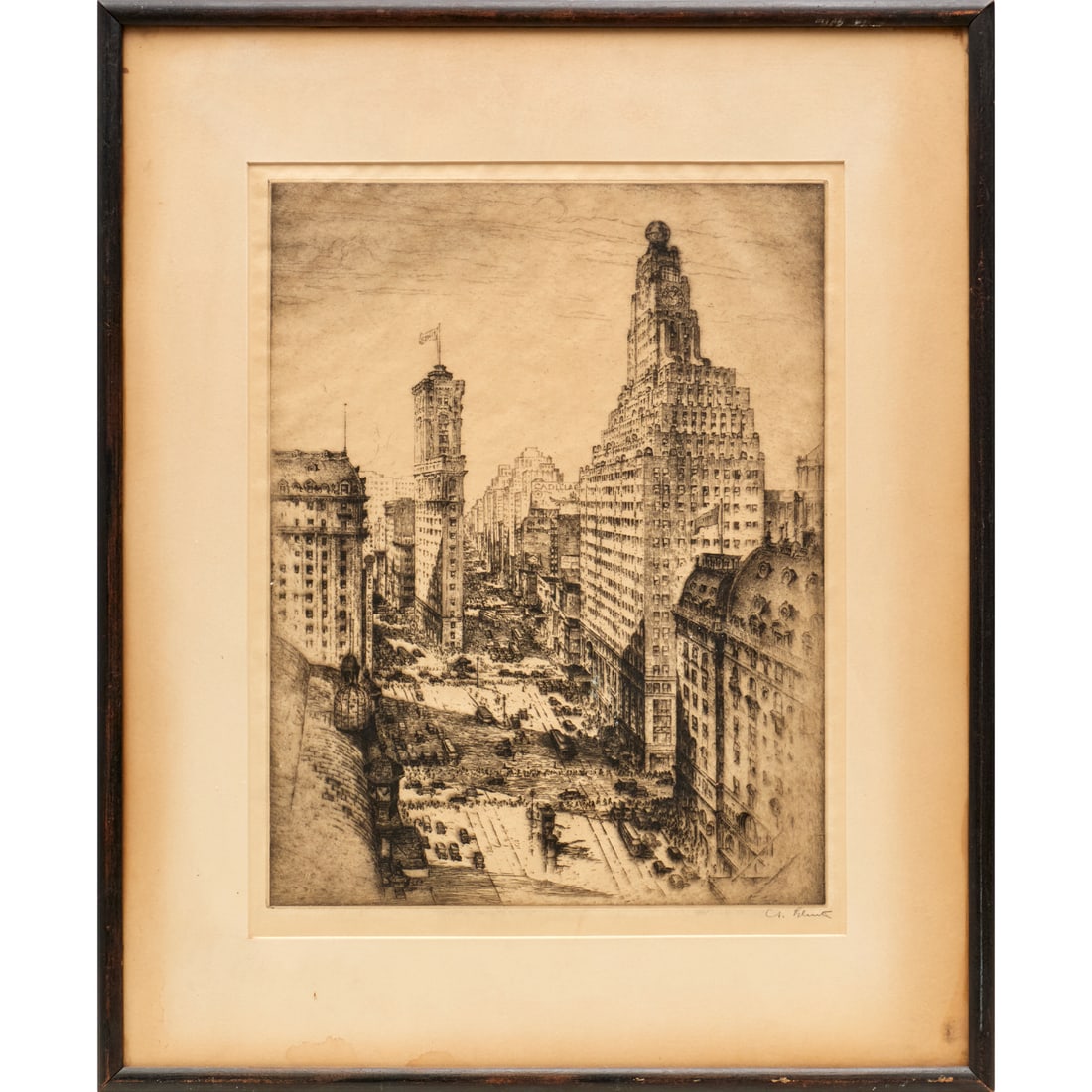 Anton Schutz, signed etching, New York City, 1927 (1 of 6)