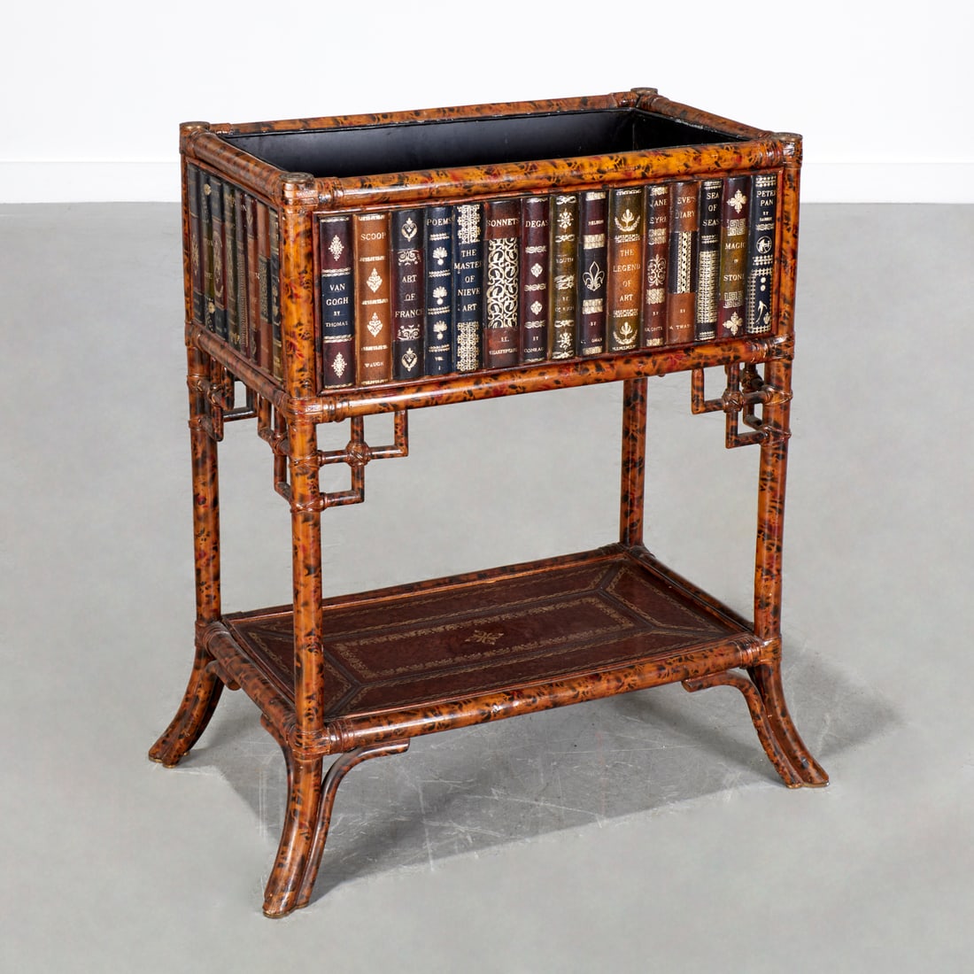 Burnt bamboo and book spine jardiniere stand (1 of 6)