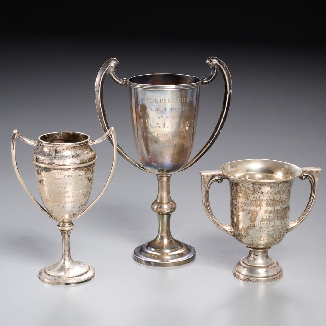 (3) Chinese silver racing trophies, Early 20th c. (1 of 9)