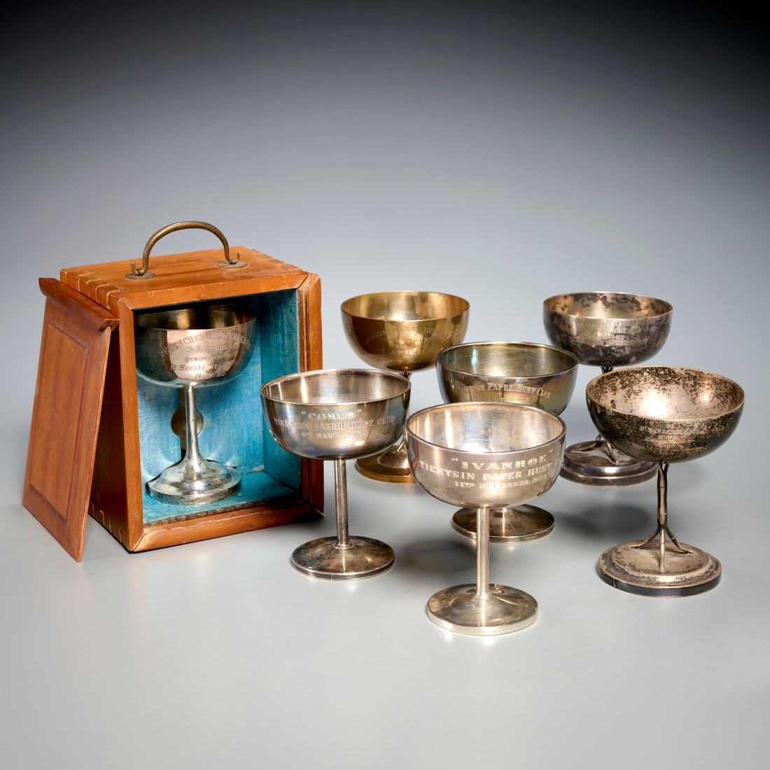 (7) Chinese silver goblet trophies (1 of 7)