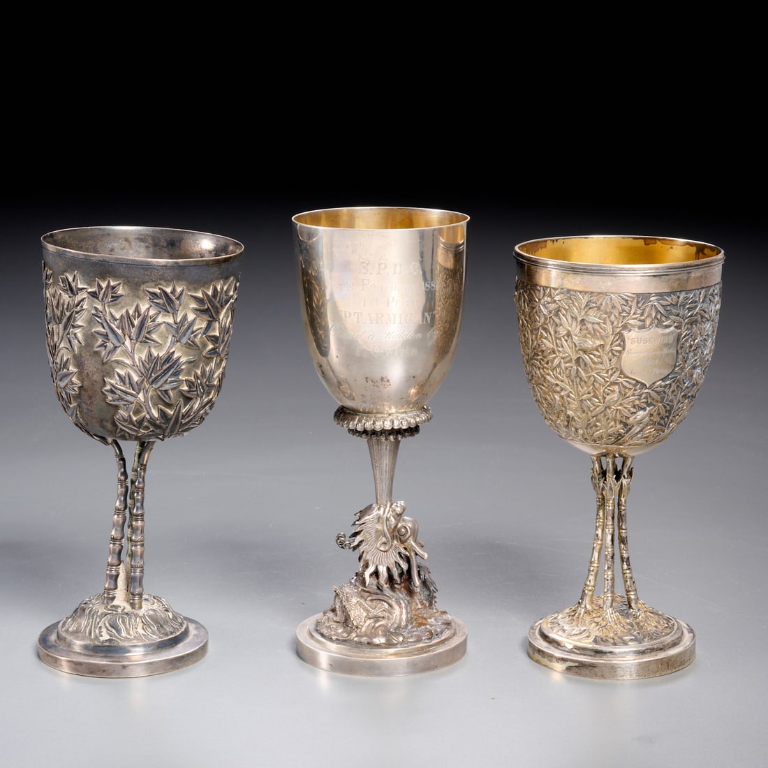 (3) Chinese silver trophies, 19th c. (1 of 9)