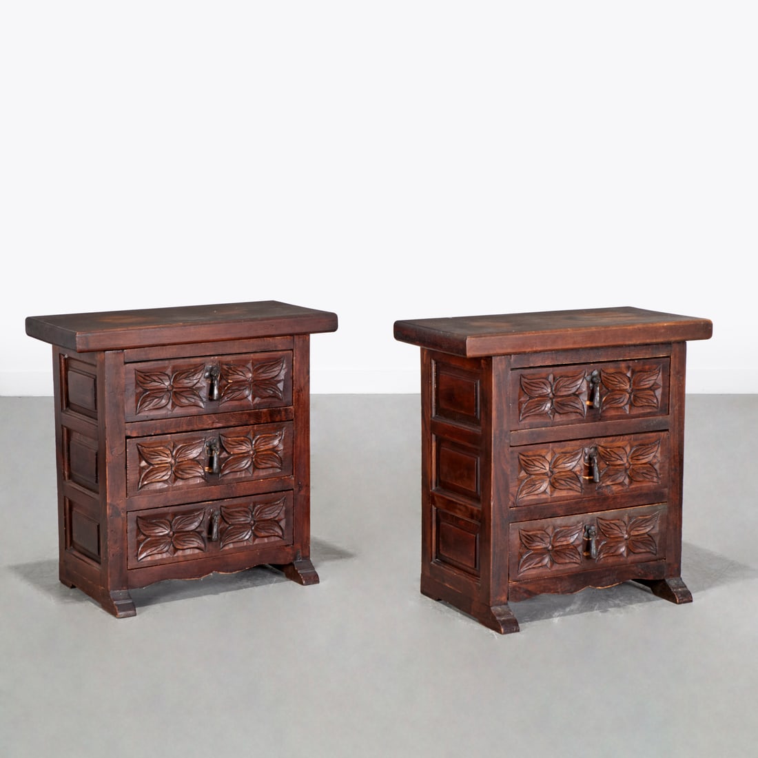 Pair Spanish Baroque style carved chests (1 of 6)