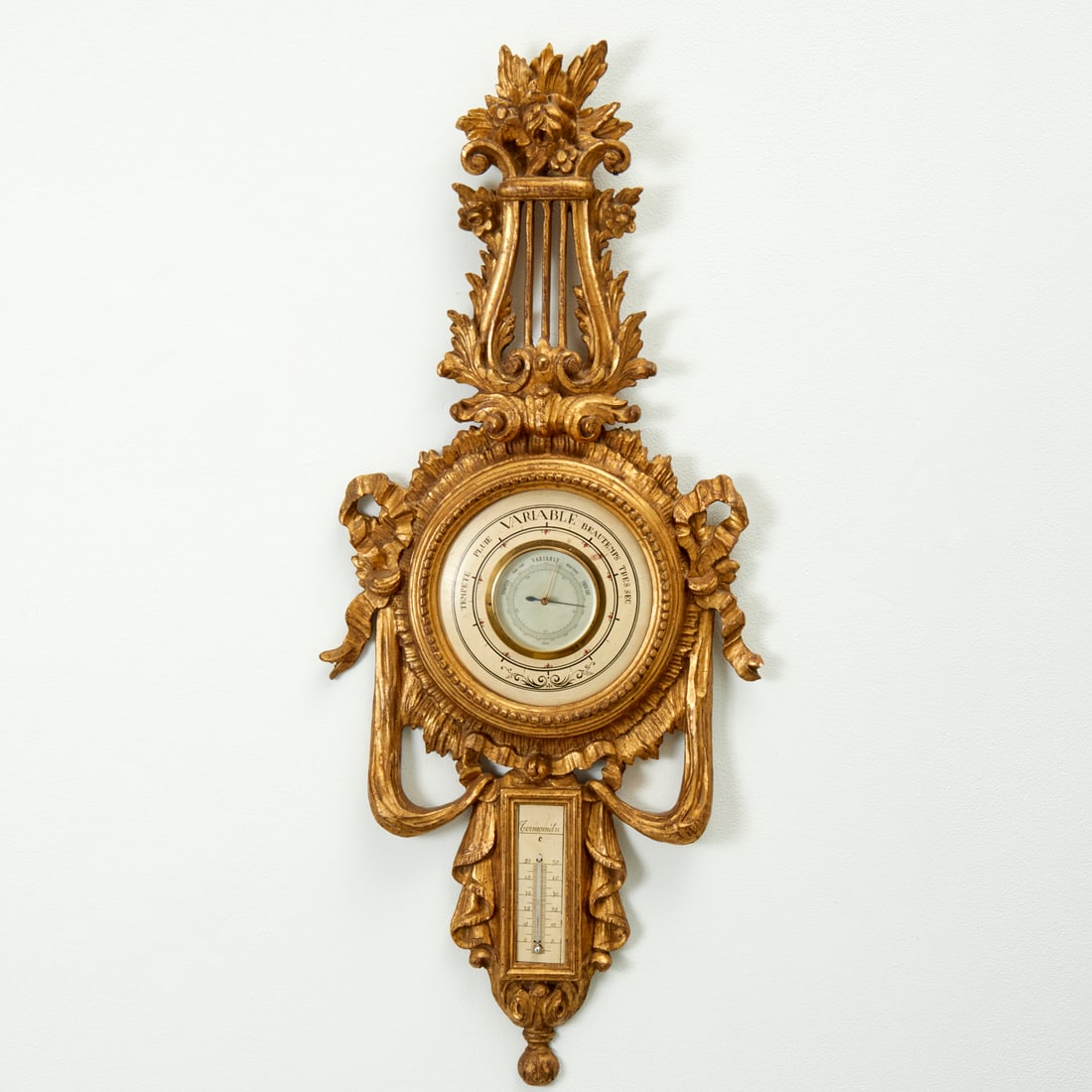 French giltwood barometer & thermometer (1 of 5)