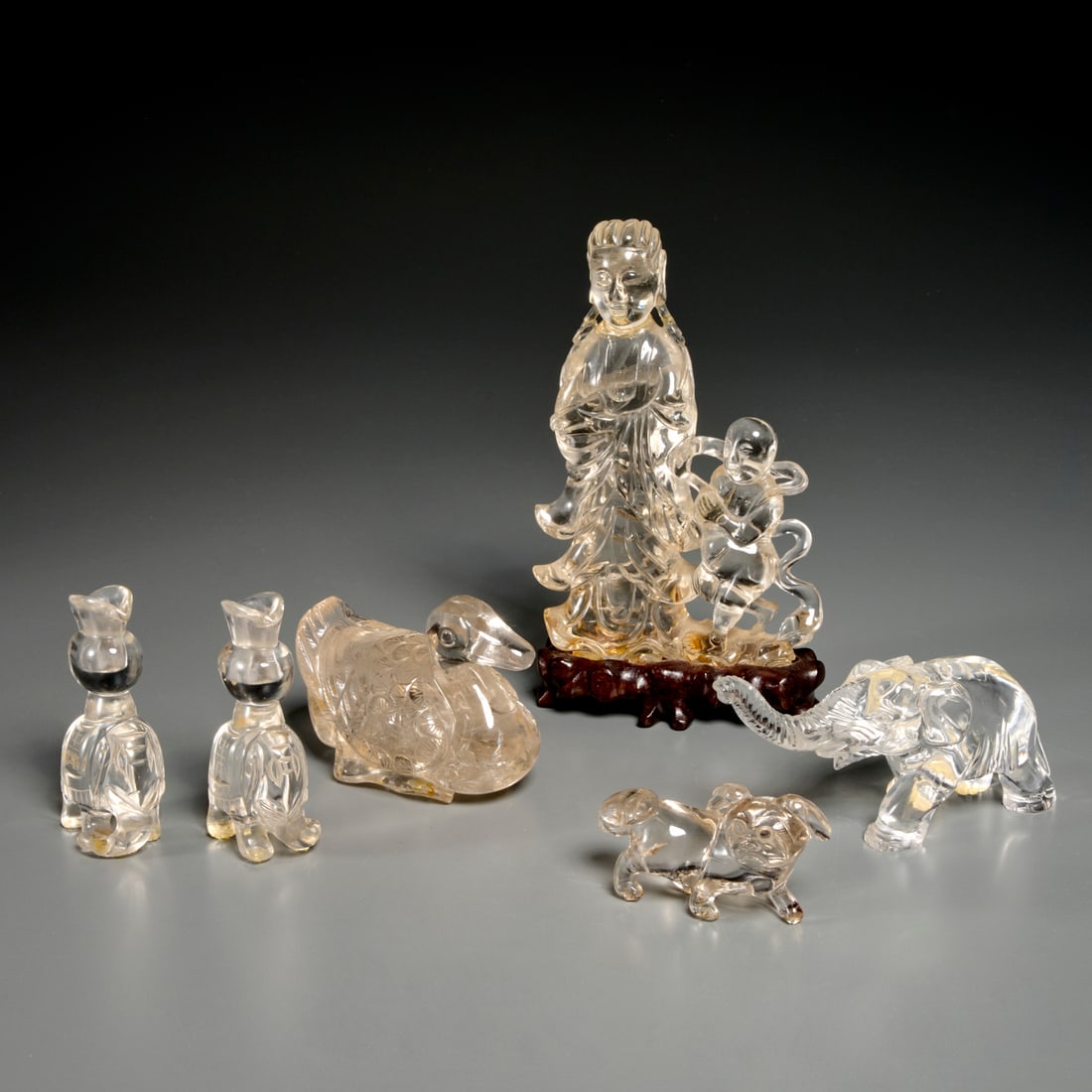 Group Chinese rock crystal carvings (1 of 7)