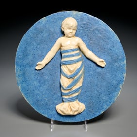 Della Robbia style glazed pottery tondo
