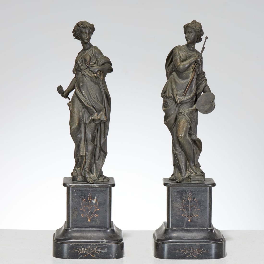 Pair Victorian patinated metal allegorical figures (1 of 8)