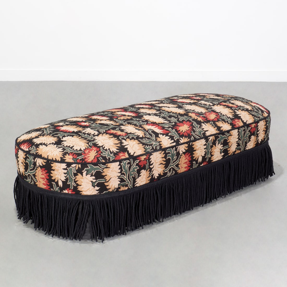 Large Victorian style floral upholstered bench (1 of 5)
