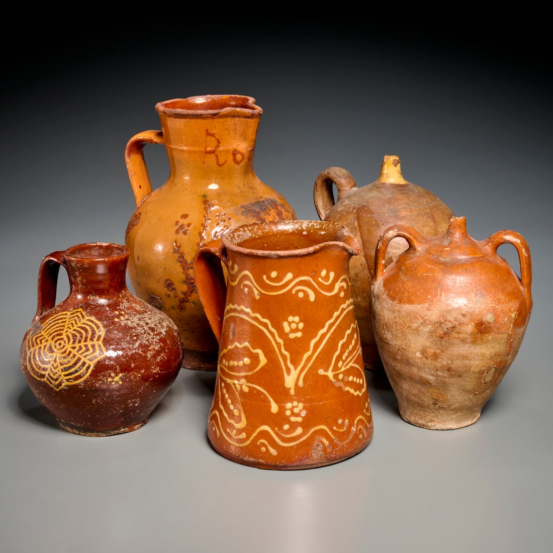 Group antique slip decorated redware (1 of 7)
