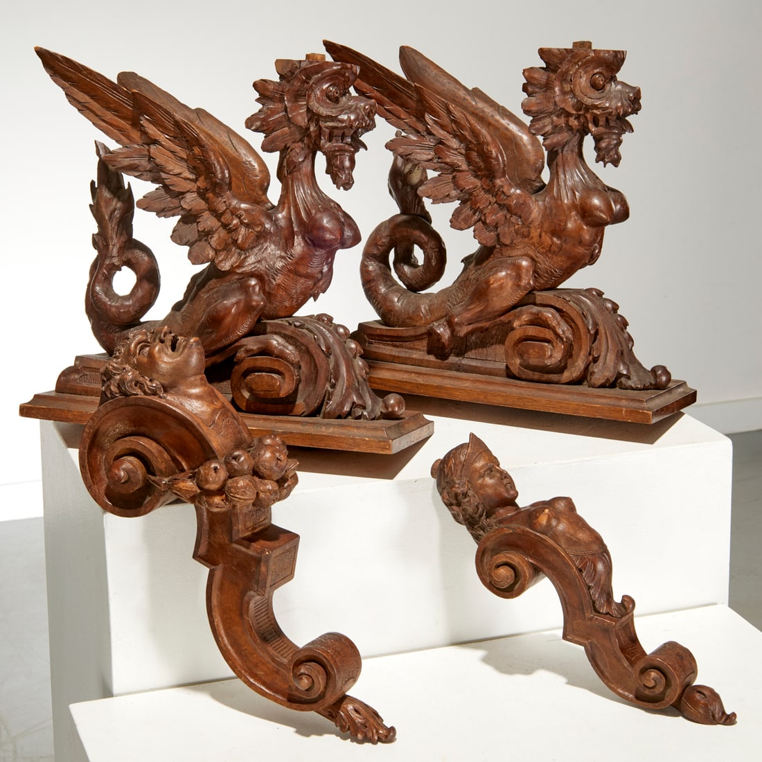 (4) Carved wood figural architectural elements (1 of 8)