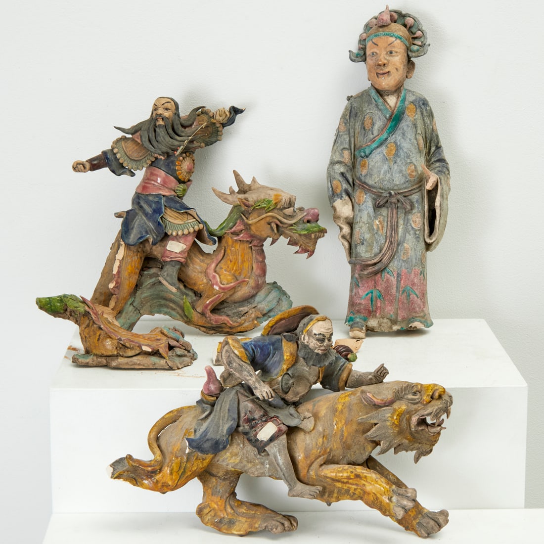 (3) Antique Chinese figural roof tile ornaments (1 of 8)