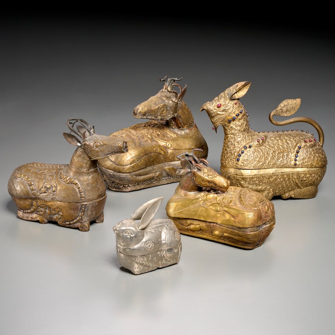 Group (5) Southeast Asian betel nut boxes (1 of 6)