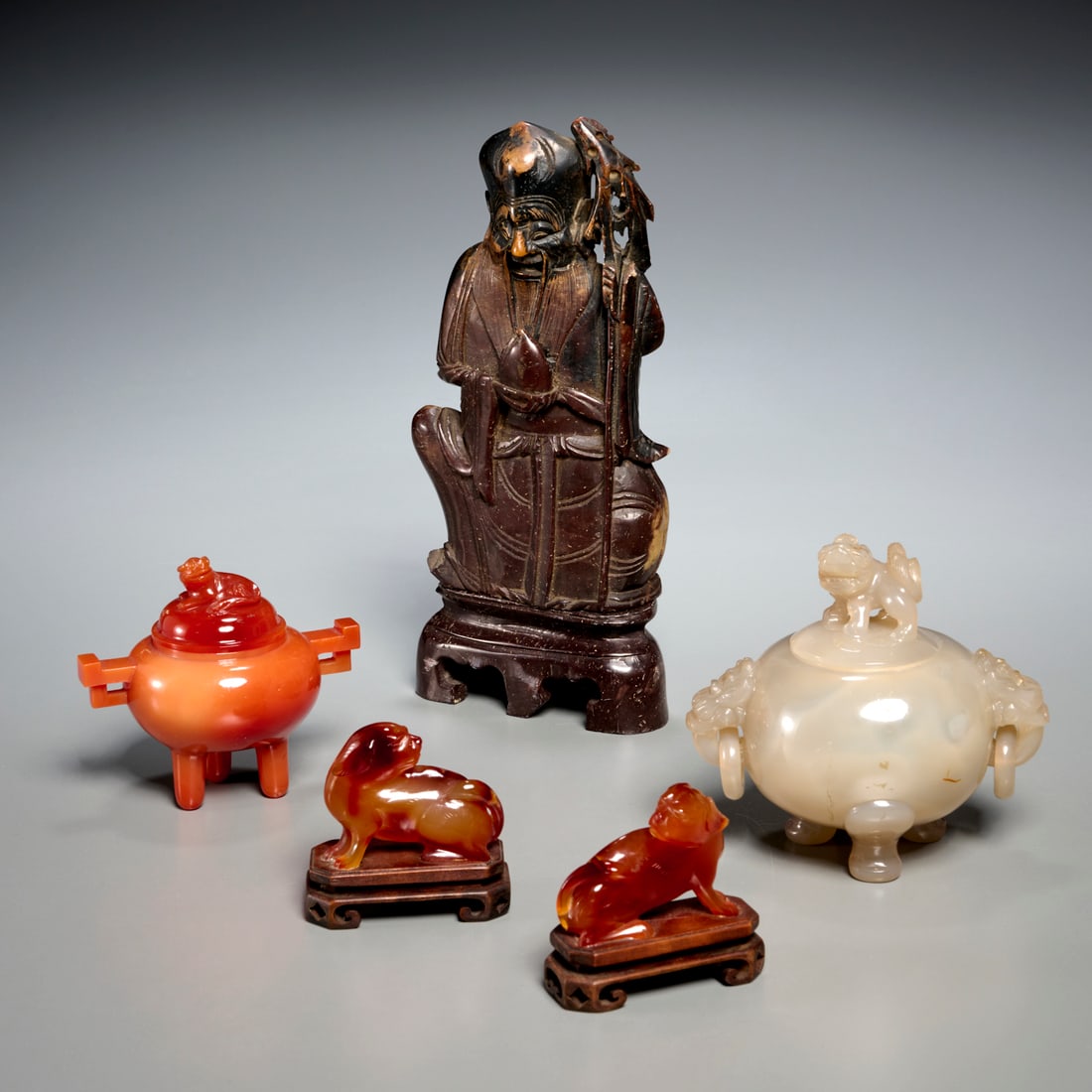 Group Chinese agate and soapstone carvings (1 of 8)