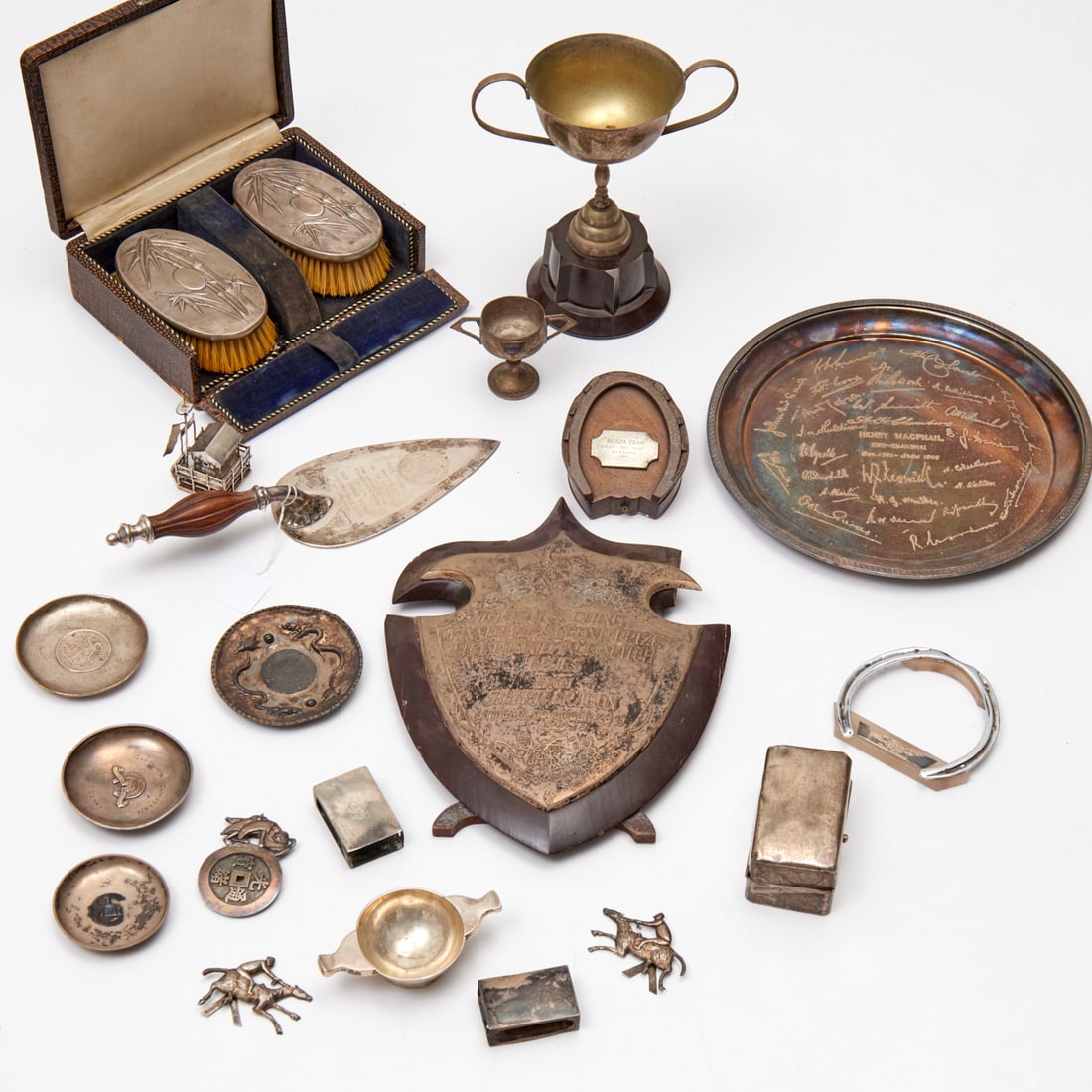 Group Chinese trophies & other items, some silver (1 of 7)
