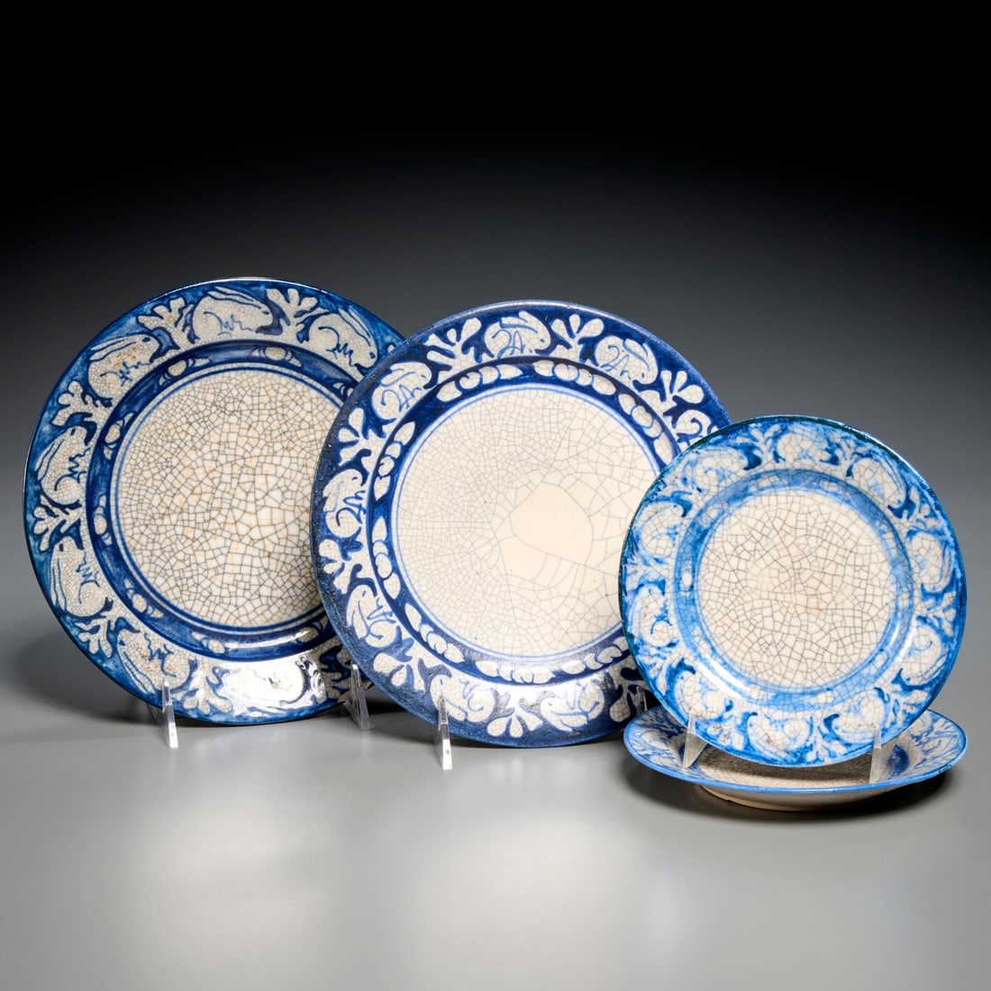Dedham Pottery, (4) stoneware rabbit plates (1 of 6)