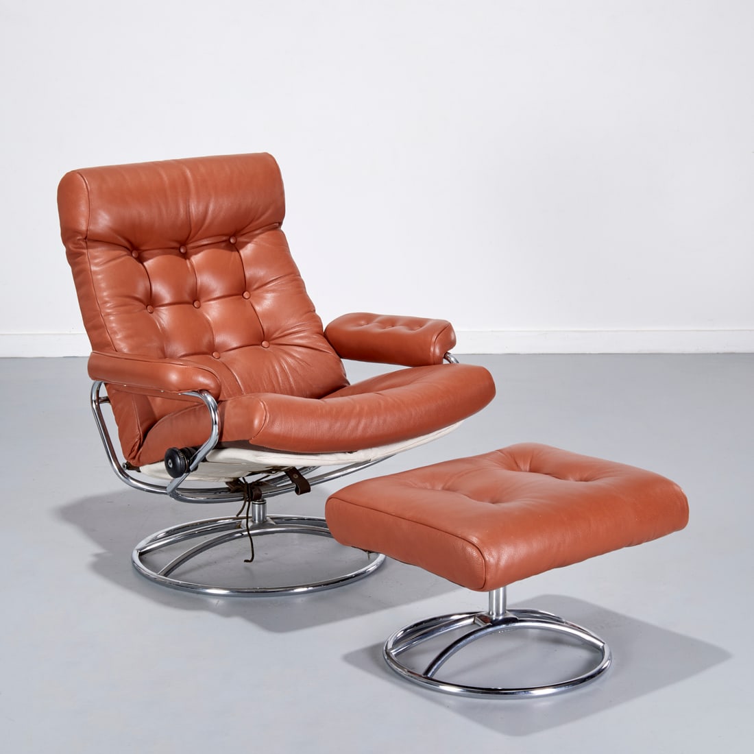 Ekornes "Stressless" leather recliner and ottoman (1 of 8)