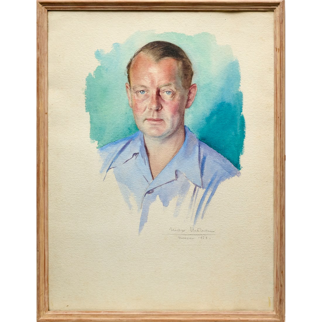 Max Moreau, watercolor portrait, 1952 (1 of 4)