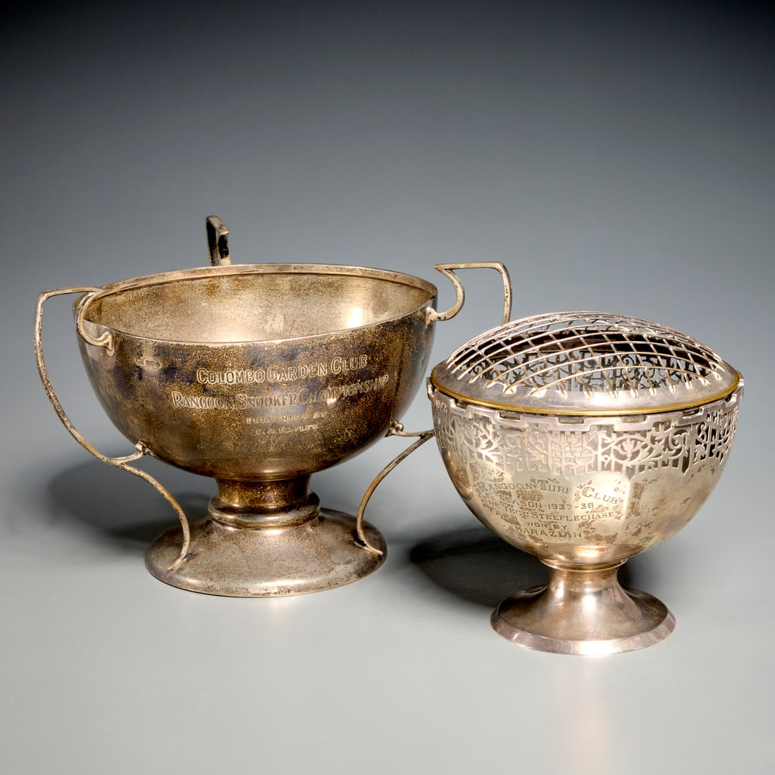 (2) English silver Rangoon sports trophies (1 of 9)