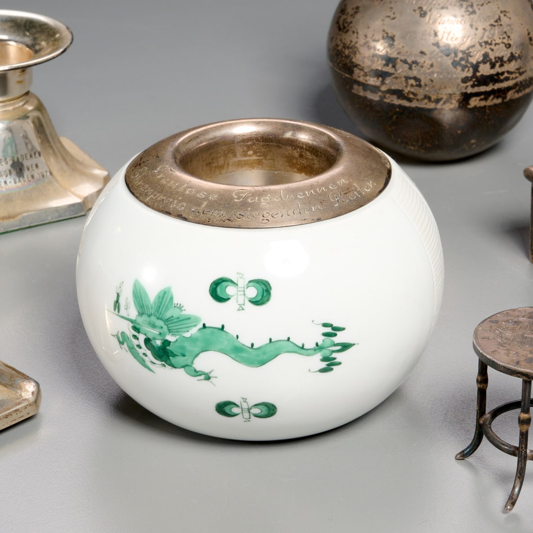 (6) Silver mounted & engraved table objects - 2