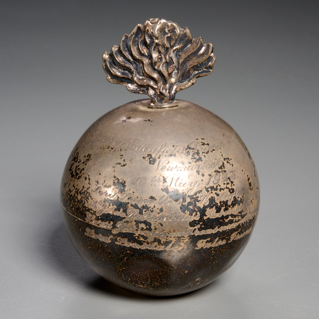 (6) Silver mounted & engraved table objects - 6