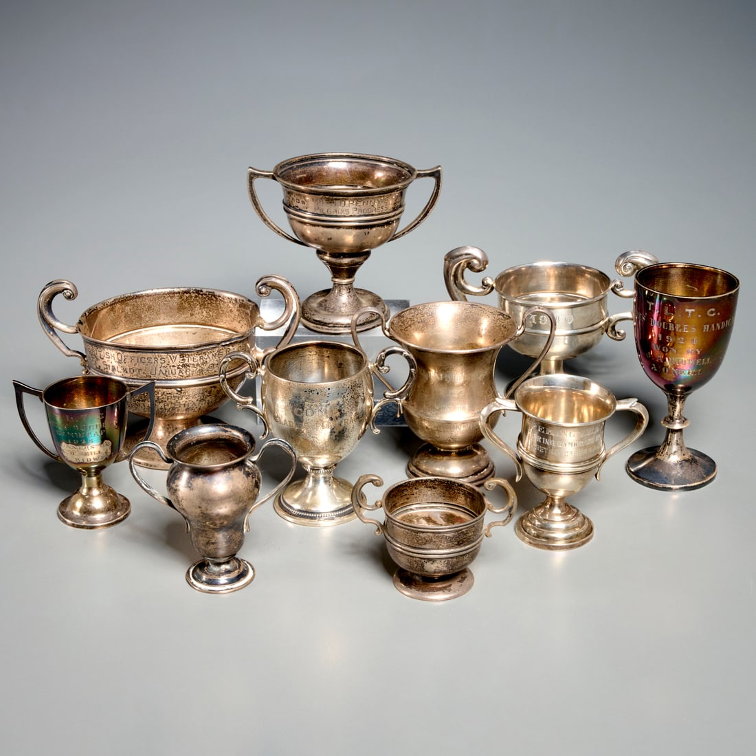 Group miniature silver trophies, early 20th c. (1 of 8)