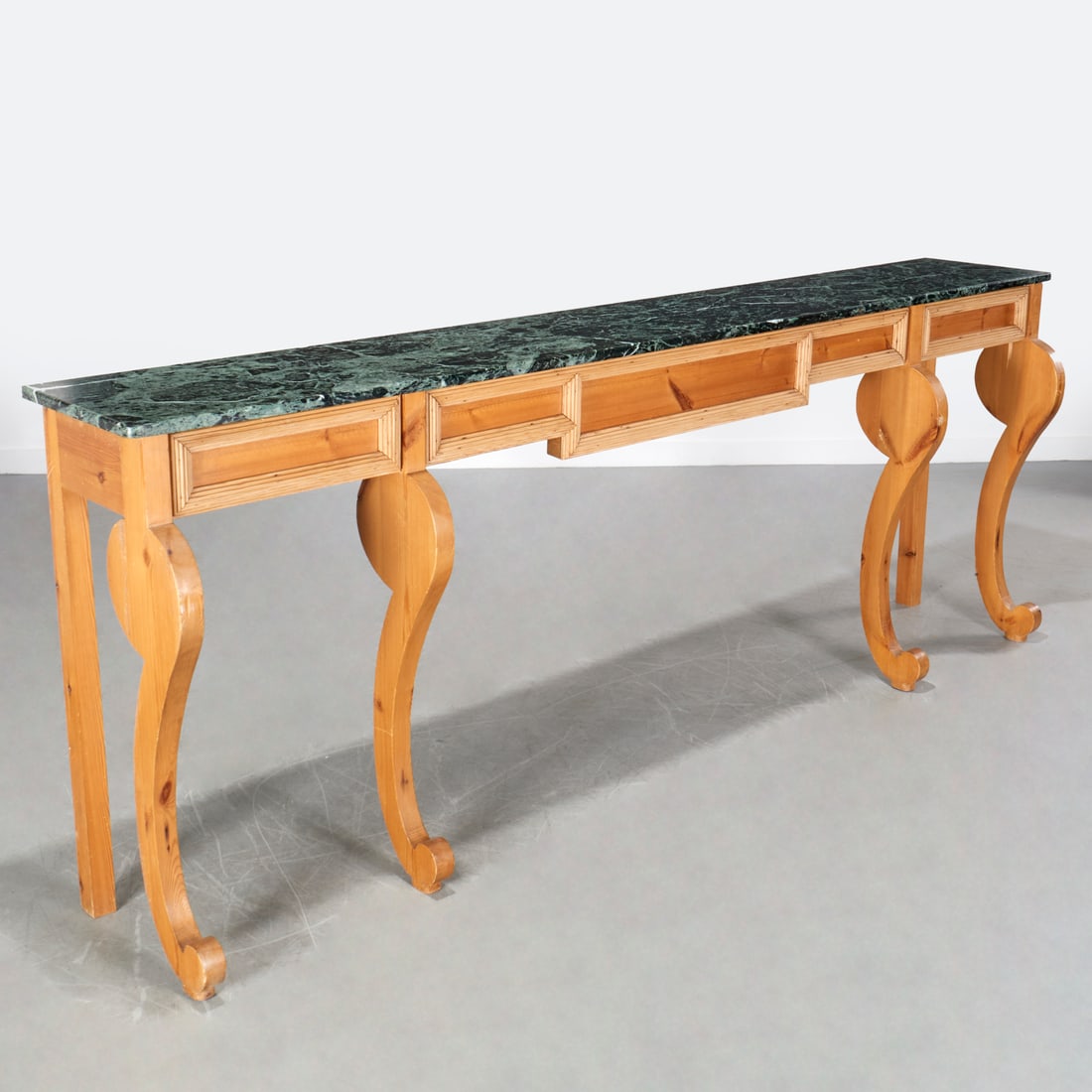 Large Gustavian style pine marble top console (1 of 7)