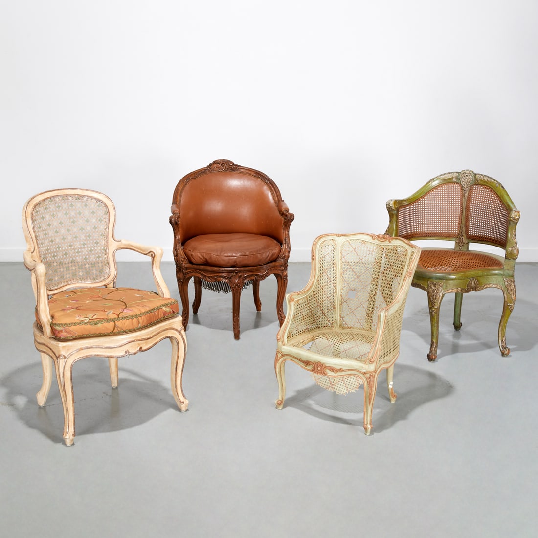 (4) Louis XV style caned fauteuils and bergeres (1 of 10)