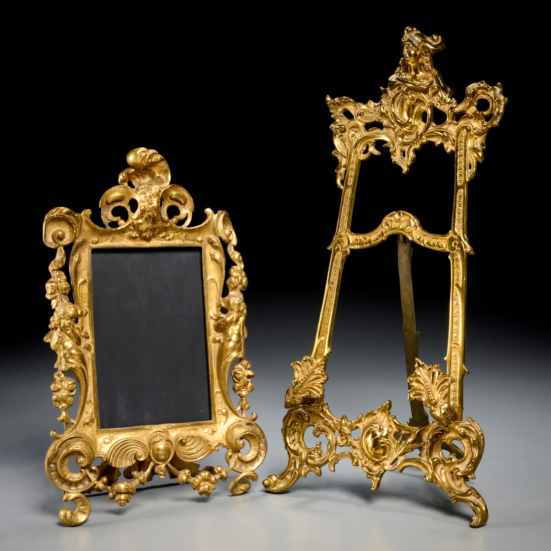 Rococo Revival brass table easel and frame (1 of 6)