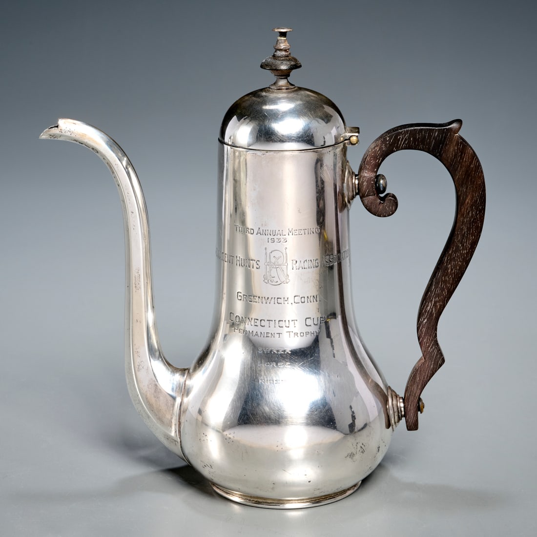 Sterling "Connecticut Cup" coffeepot trophy, 1933 (1 of 8)