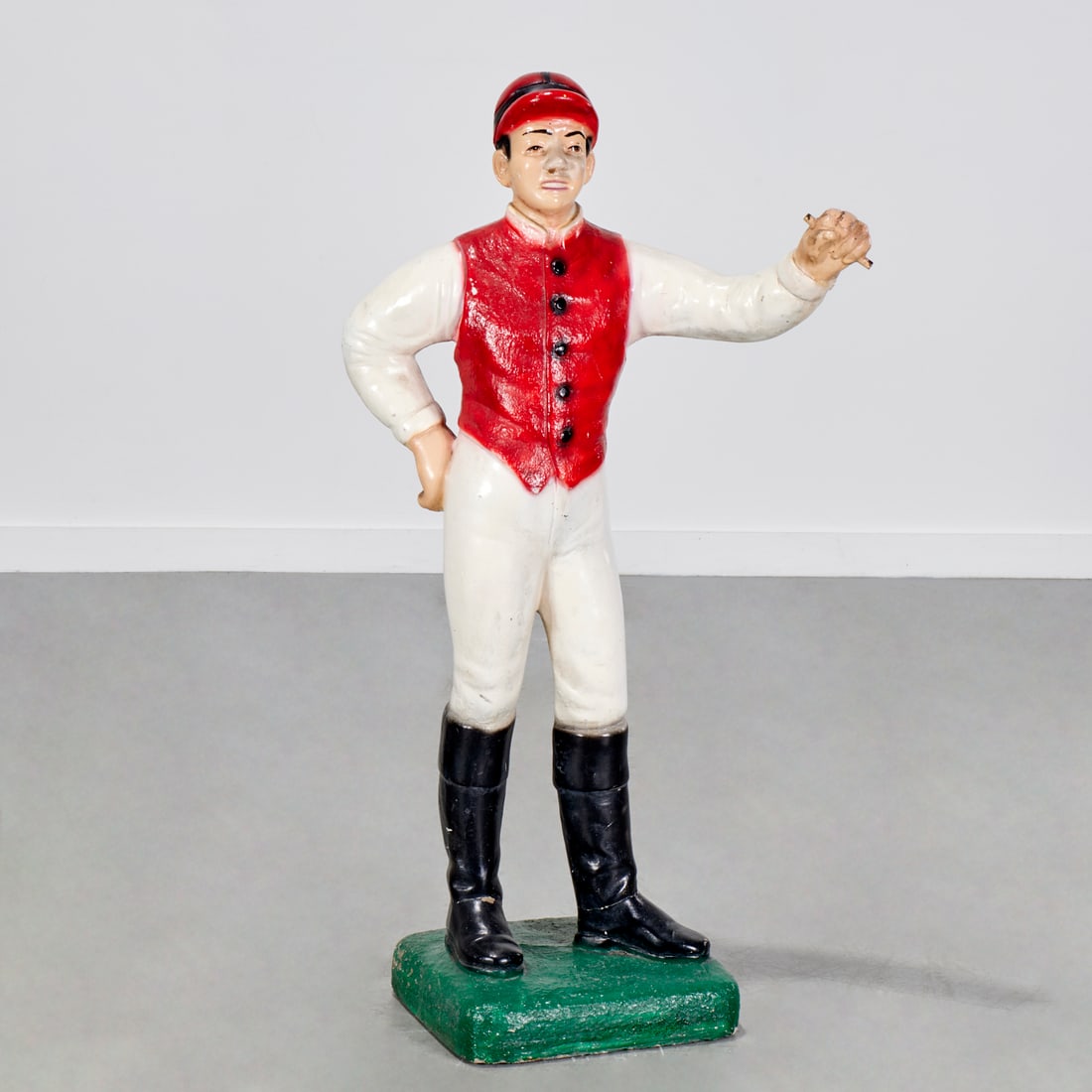 Polychrome painted cast concrete lawn jockey (1 of 6)