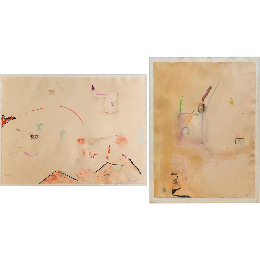 Peter Spinelli, (2) mixed media on paper, 1973 (1 of 7)