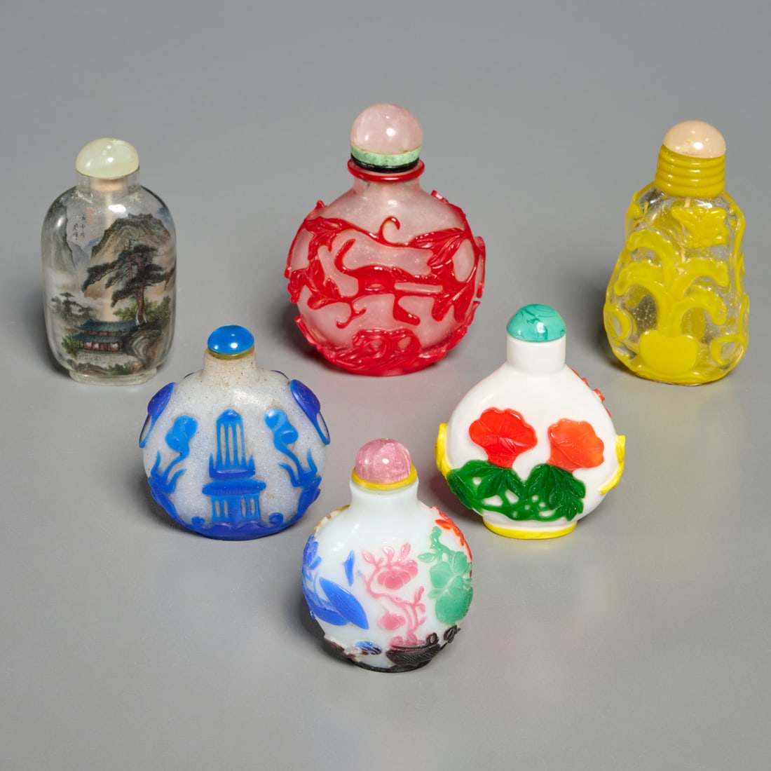 Group (6) Chinese Peking glass snuff bottles (1 of 7)