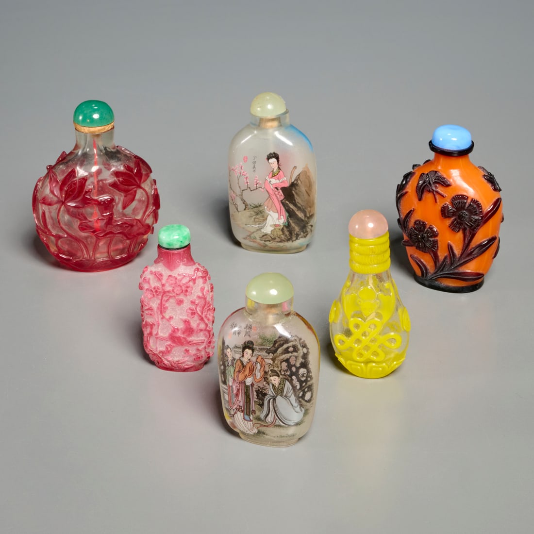 Group (6) Chinese Peking glass snuff bottles (1 of 8)