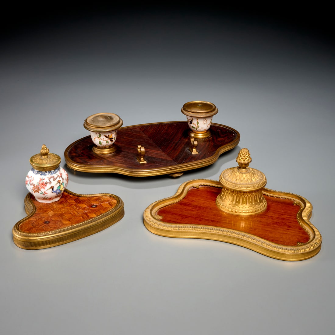 (3) Napoleon III bronze mounted ink stands (1 of 7)