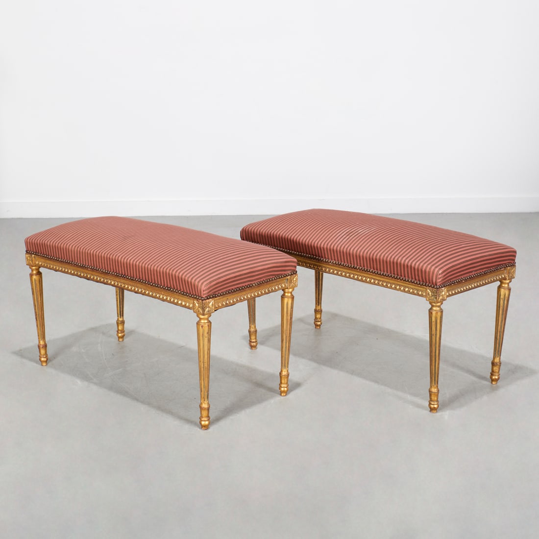 Pair Louis XVI style giltwood benches (1 of 5)