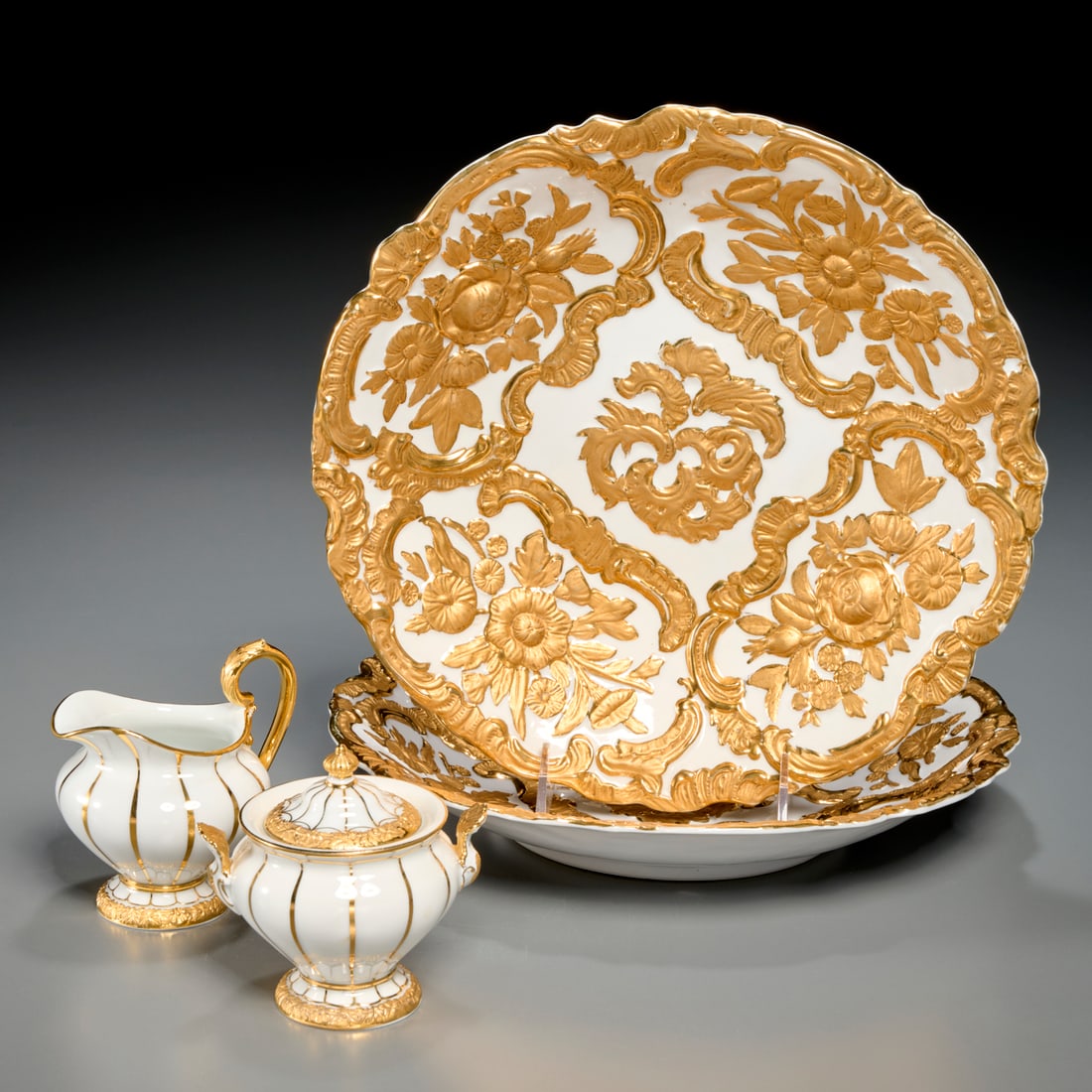 Meissen & Meissen style bowls, sugar, creamer (1 of 7)