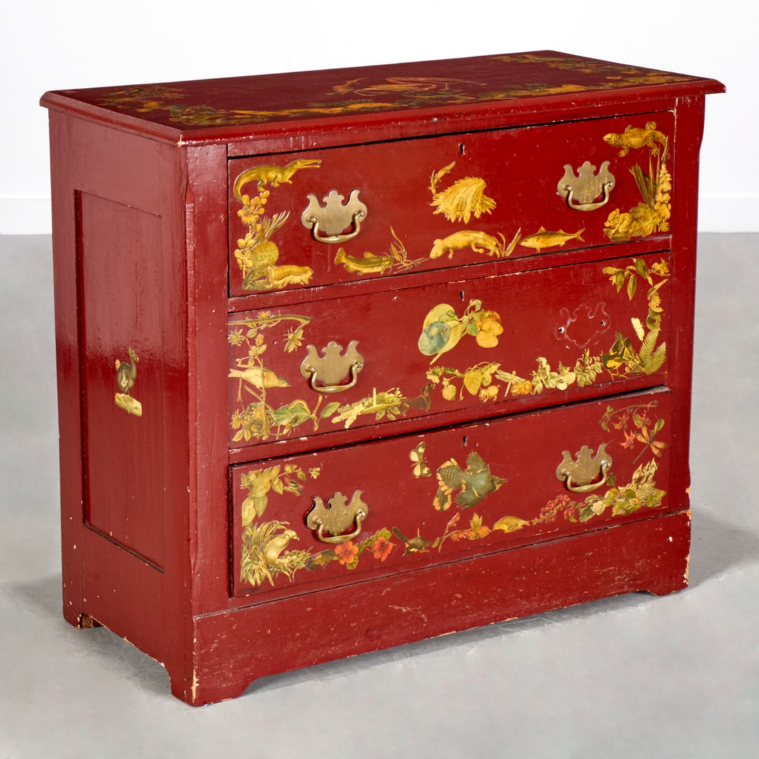 Antique Decalcomania lacquer chest of drawers (1 of 7)