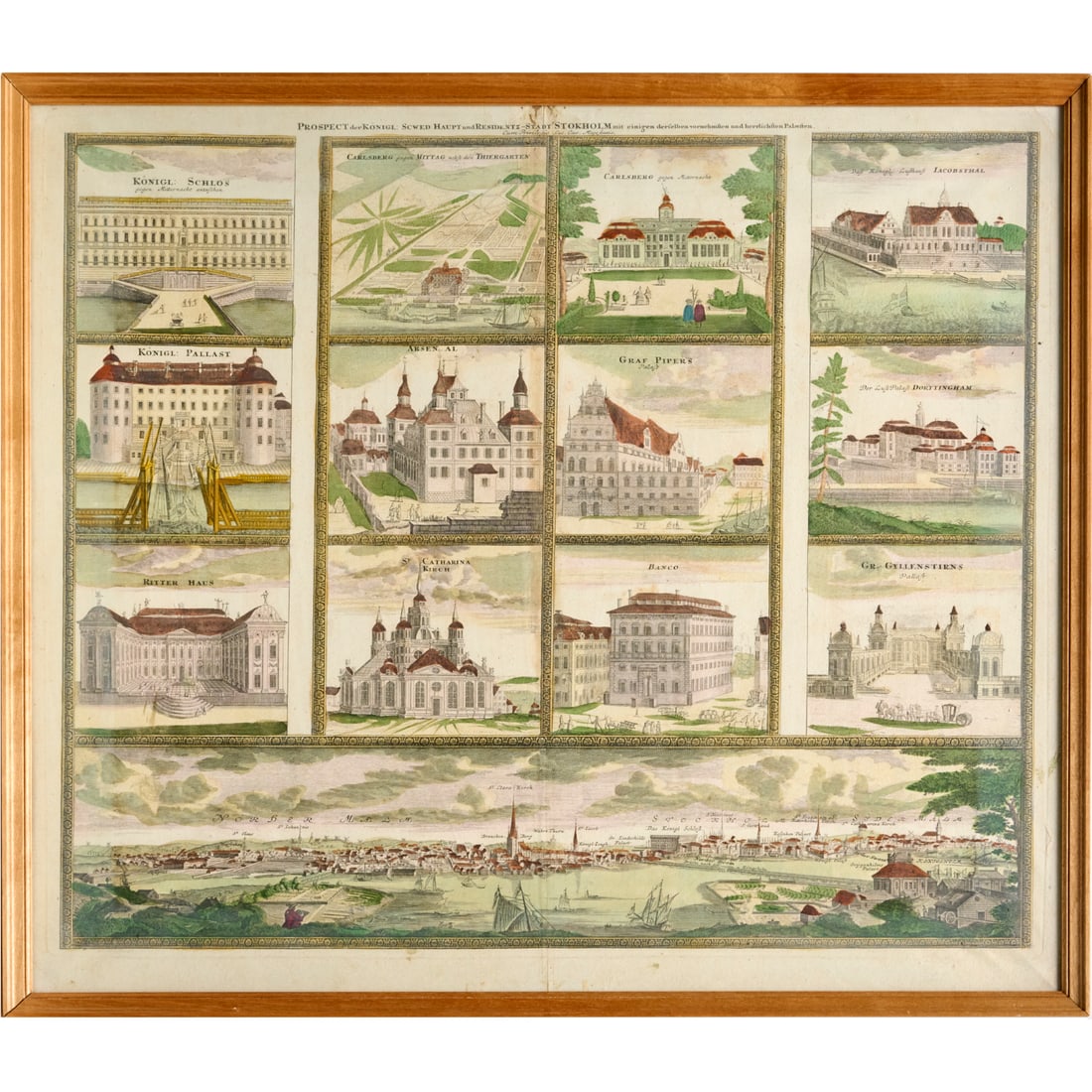 Stockholm, hand-colored engraving, c. 1730 (1 of 8)