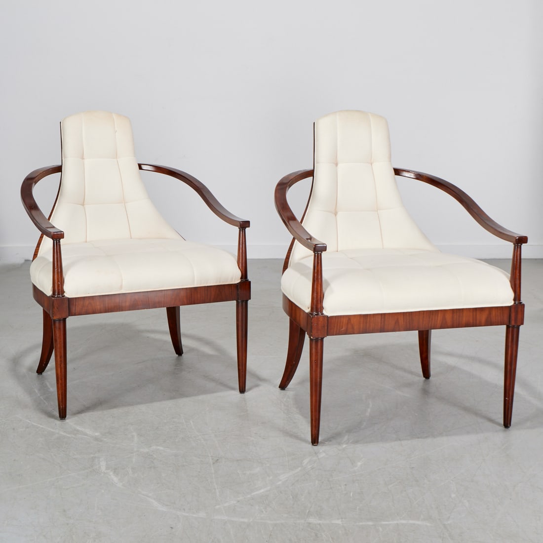 Theodore Alexander, pair rosewood veneer armchairs (1 of 6)