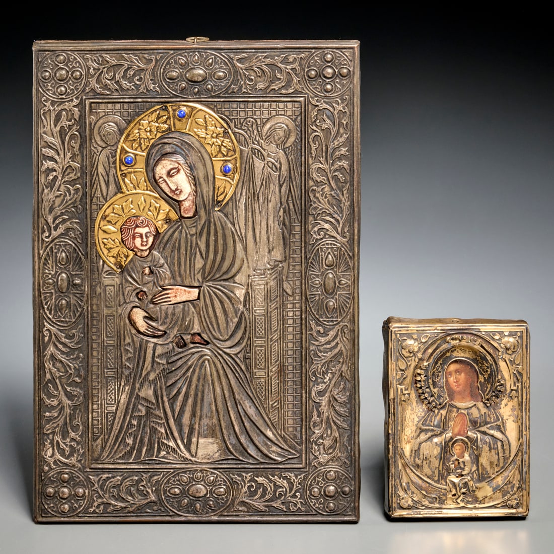 (2) Antique Russian oklad icons (1 of 6)