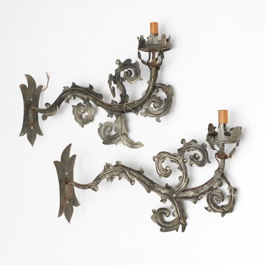 Pair large Gothic style wrought iron sconces (1 of 5)