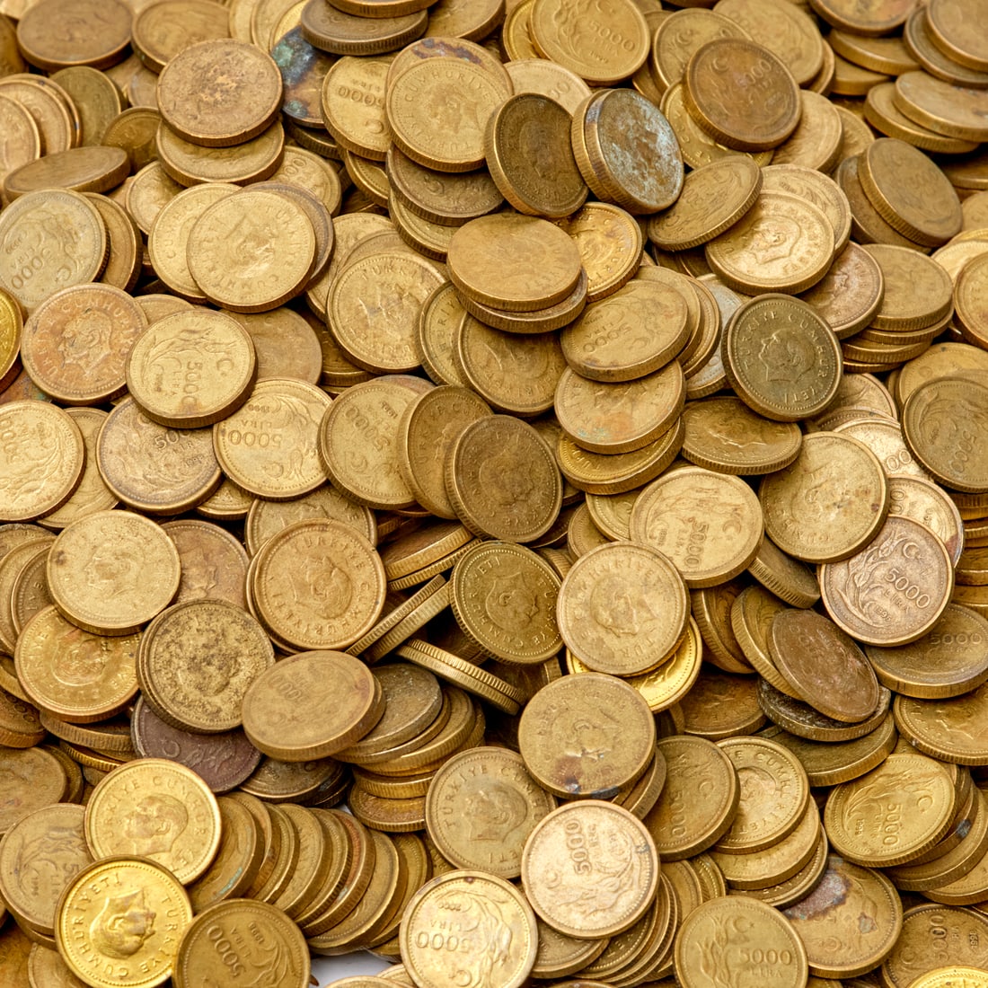 (19) lbs. Turkish 5000 lire coins, late 1990s (1 of 3)