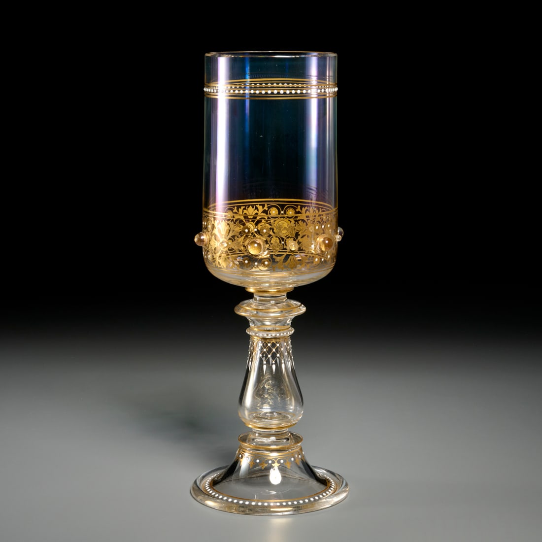 Large Lobmeyr gilt and enameled glass goblet (1 of 7)