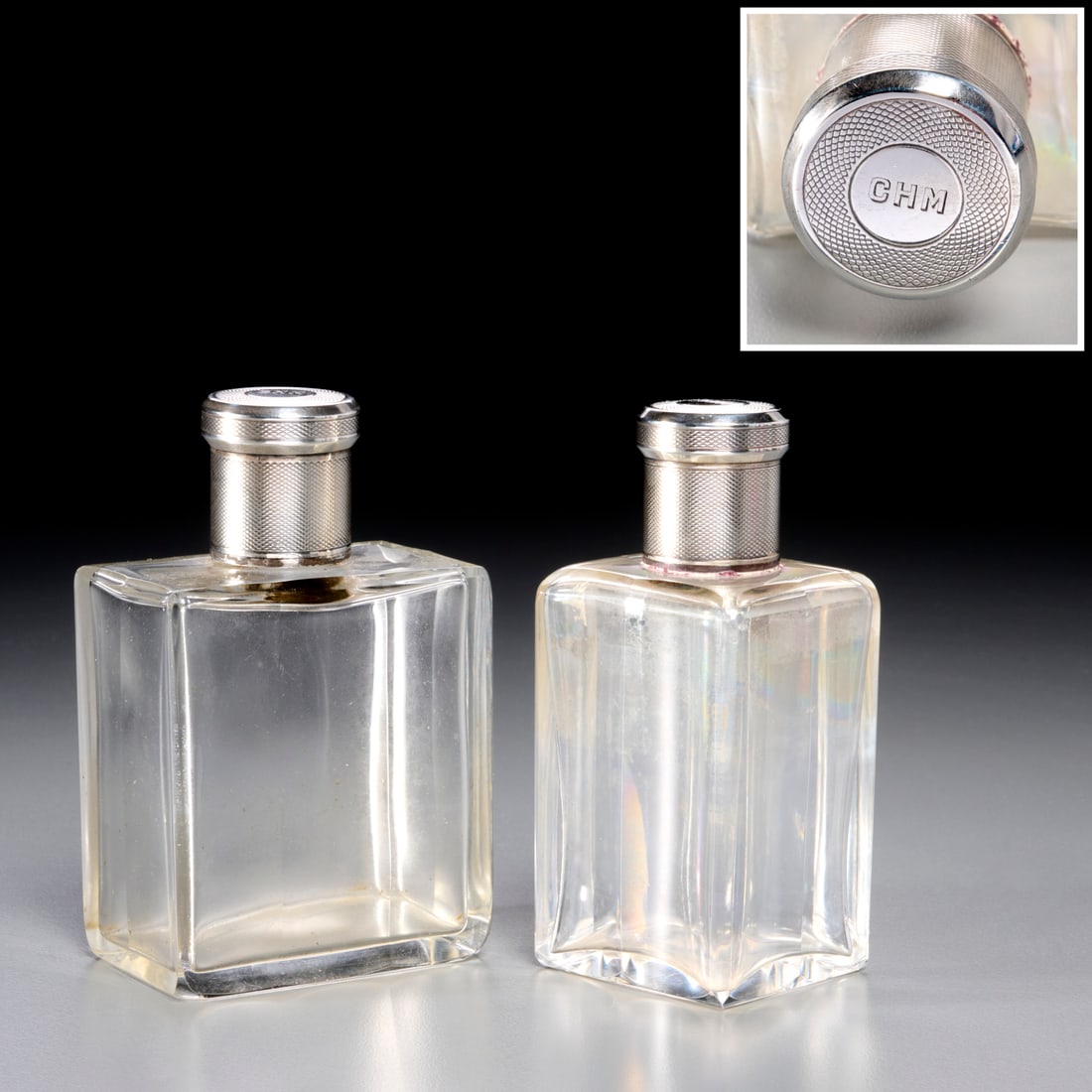 (2) French sterling silver mounted vanity bottles (1 of 9)