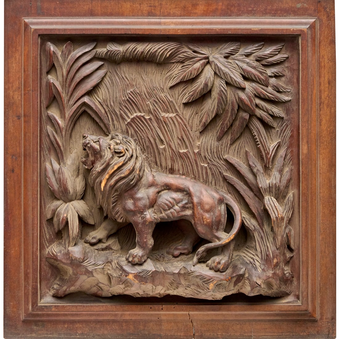 Antique French carved lion boiserie panel (1 of 7)